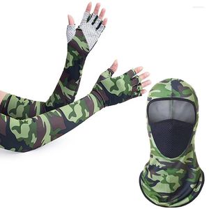 Bandanas Sunscreen Balaclava And Arm Sleeves Combination Set Mesh Breathable Face Mask Men Women Cycling Cuff Hiking Fishing Headwear