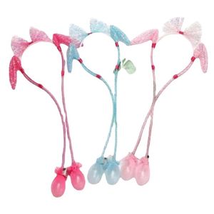 Party LED Rave Toy Luminous rabbit ear headband new sequin ear net red bow knot air pinch up flash children's gifts