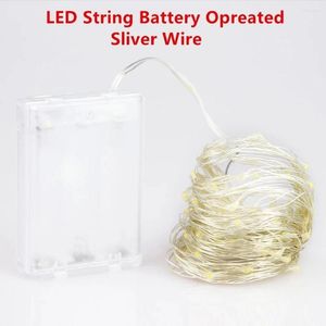 Strängar LED Copper Wire 3xaa Battery Operated Christmas Wedding Party Decoration 2m 5m 10m 100Led String Fairy Lights