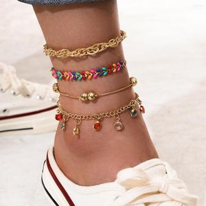 Anklets Bohemia Leaf Ankle Bracelets Leg Necklace Chains For Women Foot Jewelry Bijoux Femme 2023 Beach Tobillera