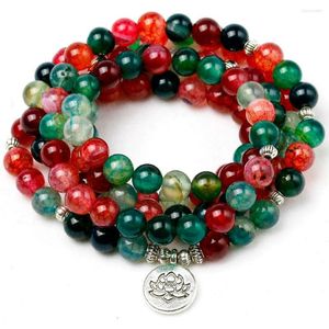 Filo di tormalina naturale onice buddismo Buddha braccialetti multistrato braccialetto con ciondoli di loto gioielli spirituali Mala Yoga per le donne regalo