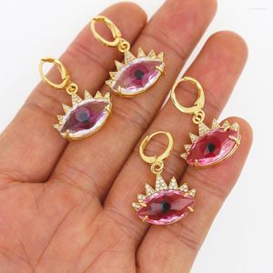 Creolen Est Design Eye Crystal Dangle Earring Lady Daily Wear Bohemia Big Charm vergoldet