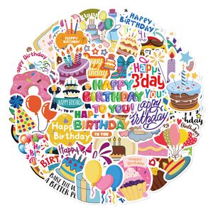 50PCS/Lot Graffiti Birthday Stickers For Car Skateboard Laptop Ipad Bicycle Motorcycle Helmet PS4 Phone Kids Toys DIY Decals Pvc Water Bottle Decor