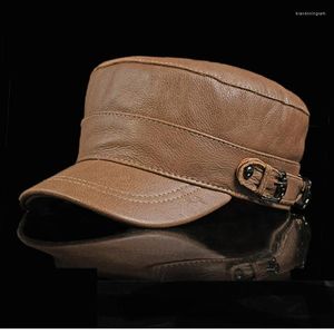 Berretti 2022 uomini spessi bombardiere in pelle vera bombardiere berretto da baseball piatto inverno earflap cappelli russi artoridi dell'esercito di uomo caldo