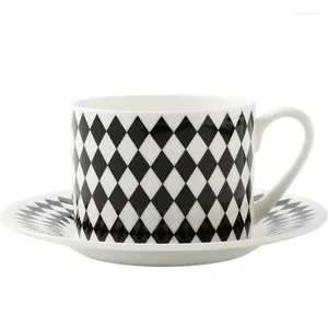 Coffee Tea Sets Bone China Cup And Saucer Set Nordic Black White Geometry European Creative Simple English Afternoon