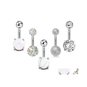 Göbek çan düğmesi halkaları 5pcs/lot zirkon göbeği kadınlar için kızlar paslanmaz çelik sier altın halka yüzük gövde piercing takı topçukları othwq