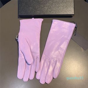 2023 Women Winter Warm Leather Mittens With Pocket Fashion Handschuhe Woman Glove Five Fingers Cashmere Mitts Touch Screen0