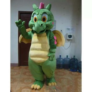 Kampanjkvalitet Mascot Green Dragon Mascot Costume Adult Cartoon Suit Outfit ￖppning Business Parents-Child-kampanj