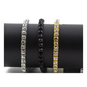 Bangle Men Out 1 Row Rhinestones Luksusowa bransoletka męska hip -hop styl przezroczysty diament Banles upuść biżuteria Brace Otffx