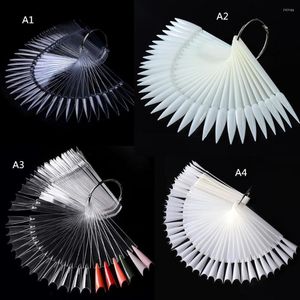 False Nails 100packs - 50 Tip Clear Acrylic Sticks With Metal Ring Holders Fan -Shaped Nail Art Display Chart Practice Tips TOIL