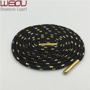 Weiou Sports Boot Laces Metallic Shiny Gold Shoelaces White Black Round Glitter Boot Laces Fun Sparkle Shoe Spets Strings 120cm235i