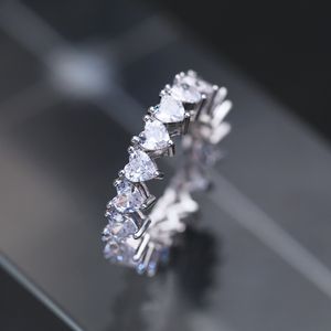 Kubische Zirkon Ringe Frauen Brautjungfer Quadratischen Tropfen Herz Diamant Verlobung Ehering Geschenk Edlen Schmuck Will und sandig