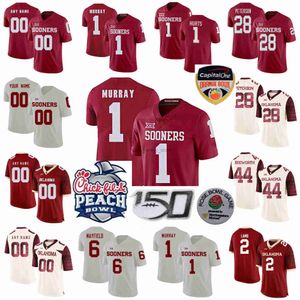 NCAA College Football Jerseys Youth Jalen Hurts Jersey Kyler Murray Baker Mayfield Adrian Peterson Brian Bosworth Custical Stitched