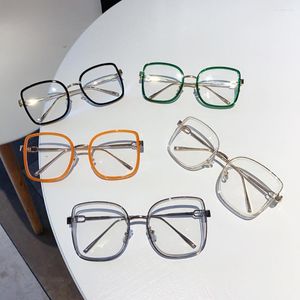 Sonnenbrillenrahmen Übergroße Legierung Quadratische Klare Gläser Für Frauen Vintage Grün Orange Große Brillen Weibliche Transparente Elegante Farbtöne
