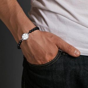 Braccialetti a maglie Calcio casual per uomo Ragazzi Calcio Bomboniere Regali Lunghezza regolabile Cavo intrecciato Corda Catena Perline Bracciale con ciondoli