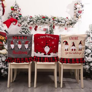 Chair Covers Merry Christmas Plaid Back Cover Linen Faceless Elderly Decorations For Home Xmas Ornaments Navidad