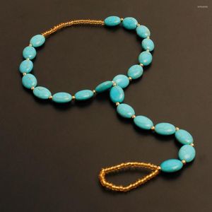 Cavigliere GSOLD Bohemian Turquoise Beads Toe Ring Chain Cavigliera per le donne Sandali a piedi nudi Gioielli per i piedi Long Beach Enkelbandjes Sieraden