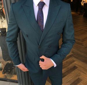 Men's Suits Latest Design Dark Green Men Suit Costume Homme 2pcs Custom Slim Fit Business Street Prom Blazer Wedding Groom Tuxdoes