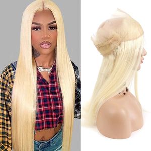 بيع 360 الدانتيل الأمامي Clousre 613 Bonlde Human Hair Silky مستقيم الموجة موجة عذراء الشعر الجبهة 12-20inch بيلا الشعر julienchina