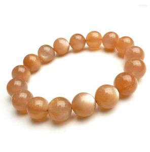 Strand Natural Orange Sunstone Moonstone Stretch Bracelet Round Beads Women 10mm 11mm 12mm 13mm 14mm