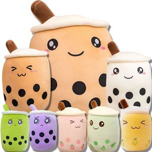 Kawaii Small Size Cartoon Bubble Tea Cup Peluche Toys Funny Boba Pillow Stuffed Soft Strawberry Panda Milk Tea Cushion Baby Gift F1213