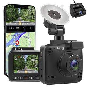 Car DVR V53 Car Dash Cam عدسة مزدوجة 4K UHD تسجيل لوحة معلومات الكاميرا Super Night Vision WDR المدمجة في Wi-Fi G-Sensor