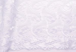 Walstsjlh人気の白いアフリカンレースファブリック高品質ナイジェリアのフレンチチュールレースファブリックビーズ2604861の刺繍入りネットレース