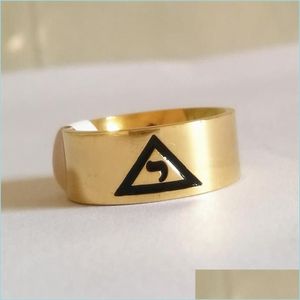 Cluster Rings High Quality Gold Sier Stainless Steel 14 Degree Scottish Rite Yod Ring Masonic Signet Inside With Virtus Junxit Mors Dh4Da