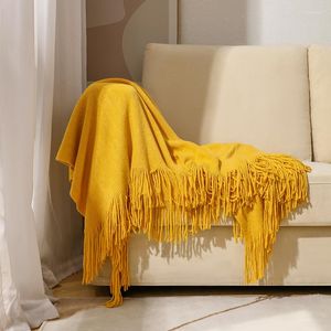 Filtar Nordic Sticked Filt Travel med Tassels Soffa Office Siesta Shawl Stripe Air Conditioning For Bed Cape