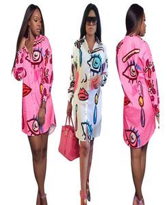 Fashion Casual Dress Women Stylish bedrucktes Hemd Kleider lose Mini Dressing Plus Size Clothing6558734