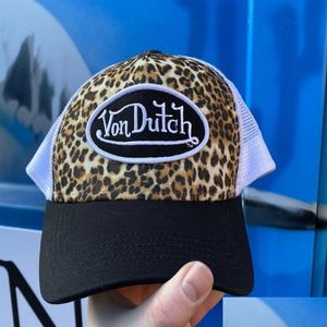 Ball Caps von Dutch Khaki Camo Leopard Print Haft Hafdery Mesh Trucker Hat Snapback Letter Baseball Mężczyźni Kobiety Hip Hop Hat260L Drop dhxkr