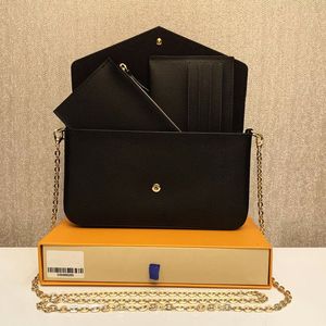 Luxurys Designers Bags 3pcs/set accessories women bag wallet Crossbody Leather Purse Messenger Handbags Flowers shoulder lady Leather with box 61276