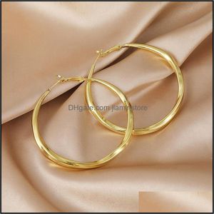 Hoop Huggie Gold Round Big Earring For Women Zink Alloy Lady Fashion Jewelry Nice Ear Hoops Accessoires Drop levering oorbellen OTAX5