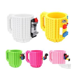 Canecas 12 Oz Plástico Abs Não Tóxico Montagem Diy Blocos de Construção Toy Tijolo Caneca Escritório Presente Café Inventário Atacado Drop Deliv Homefavor Dhilp