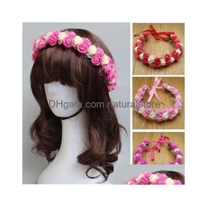 Head Bands 15pcs/lot moda kızlar saç aksesuarları çiçek saç bantları pe dantel çiçek çocukları gelin için çelenk düğün başlıkları daha fazla renk dhk3b