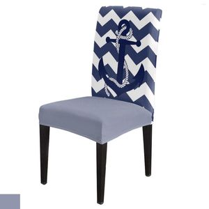 Fodere per sedie Anchor Blu Navy Ripple Spandex Cover Office Banquet Protector Stretch per sala da pranzo