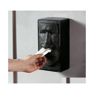 Dekorativa objekt Figurer Mgt Easter Island Tissue Storage Box Creative Head Facial Holder Dispenser Face Retro Home Finishing DHSQP