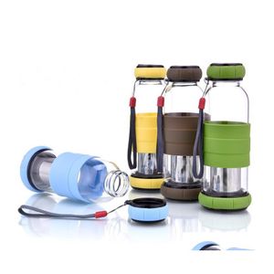 Wasserflaschen BPA 420/550 ml Kreative Tragbare Seil Glasflasche Fruchtsaft Wasserkocher Getränkebecher Direkt Edelstahl Tee Drop Deliv Otv9C