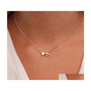 Pendanthalsband 26 Intial Letter Alphabet Heart Necklace For Women Gold Color AZ Letters Chain Fashion Jewelry Gift Drop Delivery P Otocy