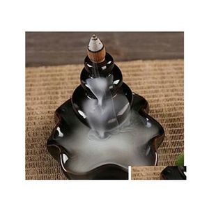 Sachet Bags Ceramic Lotus Flower Incense Burner Holder 18 Black Drop Delivery Home Garden Decor Fragrances Ot625