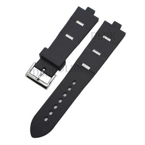 Watchband 22mm 24mm Men Women Watch Band Black Diving Silicone Rubber Strap rostfritt stål Silverstiftspänne för diagono290h