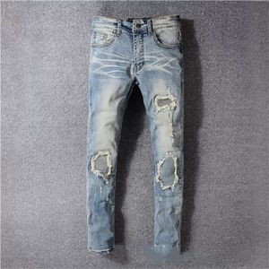 2023 Novo designer de bordado impresso Men jeans Motocicleta buraco de luxo de luxo masculino masculino calças de grife masculina