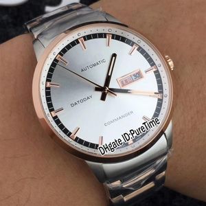 Ny 41mm Commander Gent M014 430 22 031 80 DATODAY Två Tone Rose Gold Silver Dial Day DaDate Miyota Automatic Mens Watch Sports Watch2848