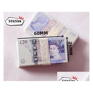 Nowatorskie gry 50 funtów Prop Money Kopiuj funty brytyjskie GBP 100 banknotów Dodatkowy pasek bankowy Filmy Zagraj w fałszywe kasyno Po Booth Drop Delivery Dhpjn