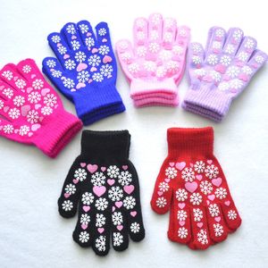 Warmom Cute Kid Mittens Children Winter Knitted Gloves For Boys Girl Snowflake Love Pattern Fingerling Luvas Soft Warm Mitten for 5-11Y