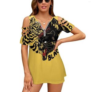 Women's T Shirts Yellow Peril Supports Black Power Women Zipper Sexy Printed Vintage Tops Full Print T-Shirt Lives Matter