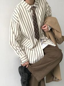 Мужские брюки Zcsmll Двух кусочков / ретро -японская одежда с полосатой рубашкой с длинными рукавами мужская и женская повседневная весенняя осенняя костюм