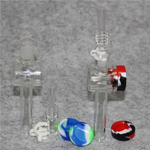 Tubo per nettare in vetro narghilè con punte al quarzo da 10 mm 14 mm clip keck contenitore in silicone recuperatore dab piattaforme petrolifere