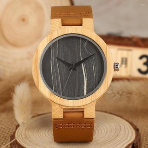 Kol saatleri erkekler ahşap izle kuvars analog japaness hareket saat deri band kadın hediye reloj hombre de madera