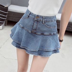 Qnpqyx retro denim shorts kjol kvinnor sommar streetwear damer korta kjolar jeans avslappnad alla matchar elastisk bollklänning saia kvinnlig